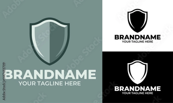 Obraz Minimal shield logo design template for security company tech startup or privacy protection brand