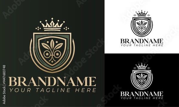 Obraz Elegant floral crest logo design template for luxury brand boutique hotel or royal identity
