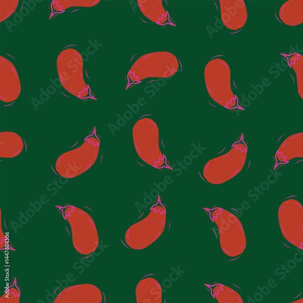 Obraz Vegetables seamless hand drawn vector pattern with vibrant color combination