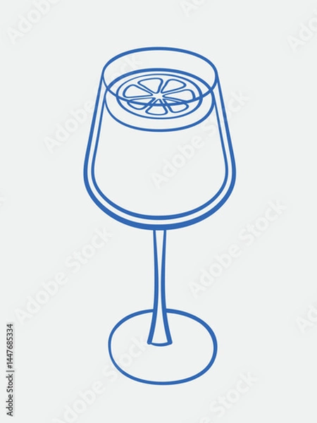 Fototapeta Hand-drawn cocktail Illustration. Line art, ink, minimalist style. Vector illustration. Summer collection.
