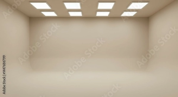 Fototapeta Empty Beige Room with Lighting