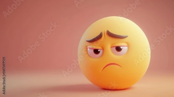 Fototapeta Sad emoji, round, yellow, simple, expression