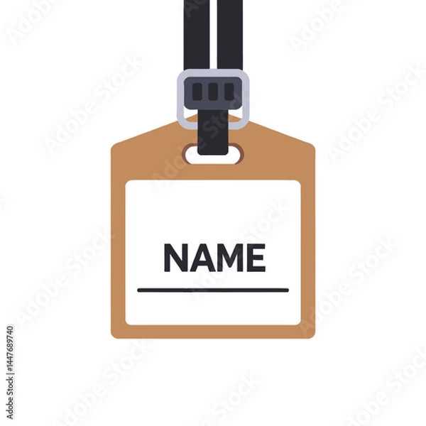 Fototapeta Blank Name Tag Illustration_Employee ID Badge_Conference Pass_Event Access_Identification Card on Lanyard_Corporate Identity_Personnel Information_Staff Recognition_Visitor Management