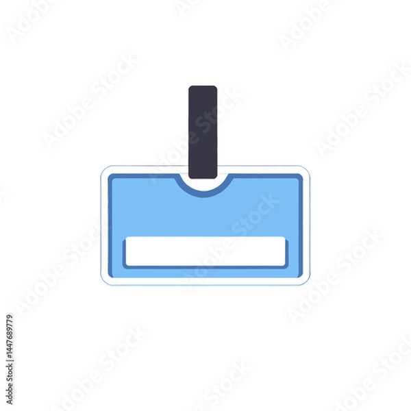 Fototapeta Blue ID Badge Mockup with Clip_Professional Identification Card Template_Employee Pass for Secure Access_Blank Name Tag for Events and Conferences_Personnel ID Badge