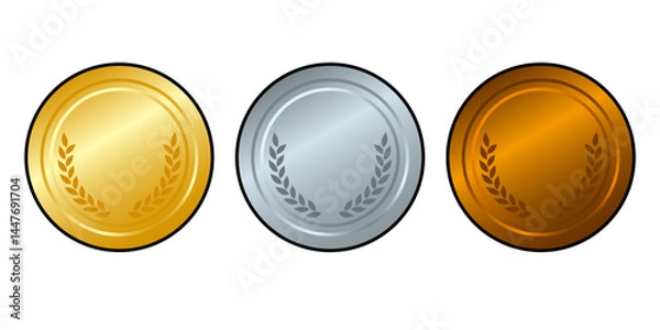 Fototapeta 金・銀・銅のメダルフレームセット