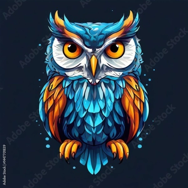 Obraz an AI Image Generator, Colorful Abstract Owl Illustration with Vivid