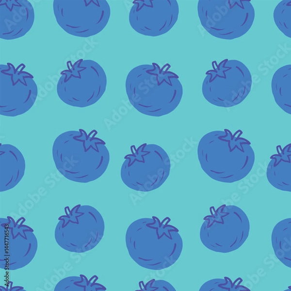 Obraz Vegetables seamless hand drawn vector pattern with cut tomatoes in vibrant color combination
