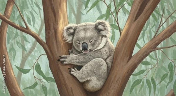 Obraz Koala in eucalyptus tree