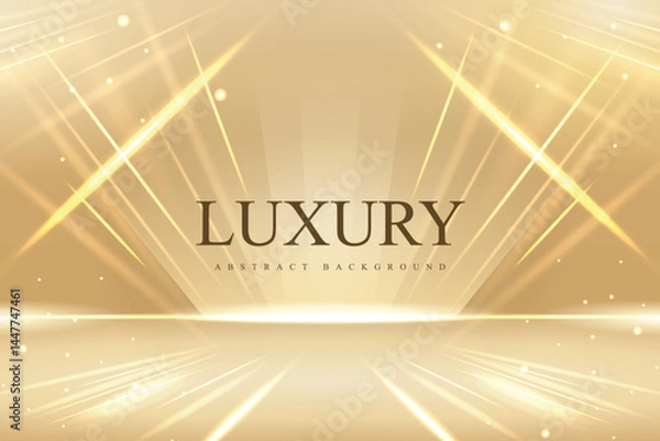 Obraz Luxury Gold Light Abstract Background with Glowing Lines and Sparkles
