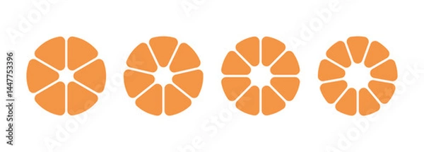 Fototapeta Circle division infographic icon set. Pie chart divided 6, 7, 8, 9 equal parts. Pizza or flower round diagram. Infographic wheel segment and fraction. Vector illustration isolated on white background.