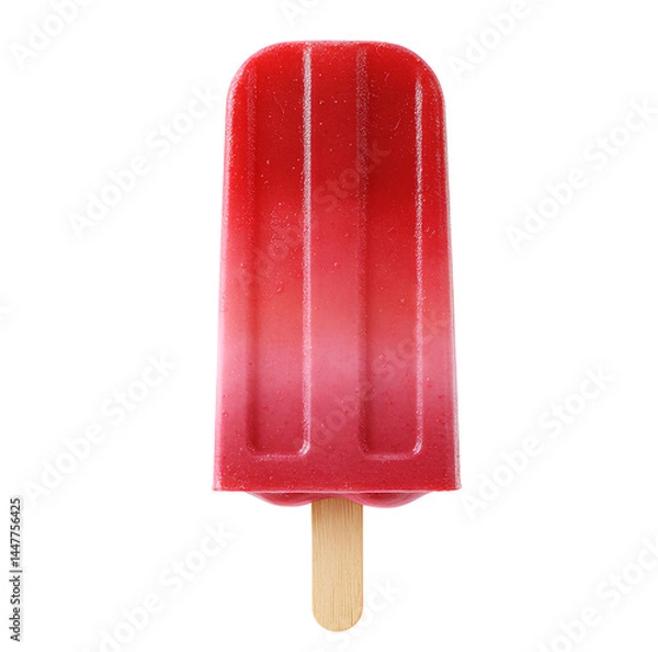 Fototapeta cherry popsicle PNG. refreshing cherry popsicle top view png. cherry flavoured popsicle for summertime isolated. Juicy red cherry ice pop with wooden stick PNG for hot weather