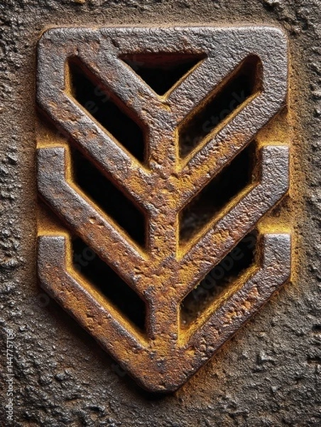 Fototapeta Rustic iron grate detail textured metal s-1 - element gate close-up industrial rusty