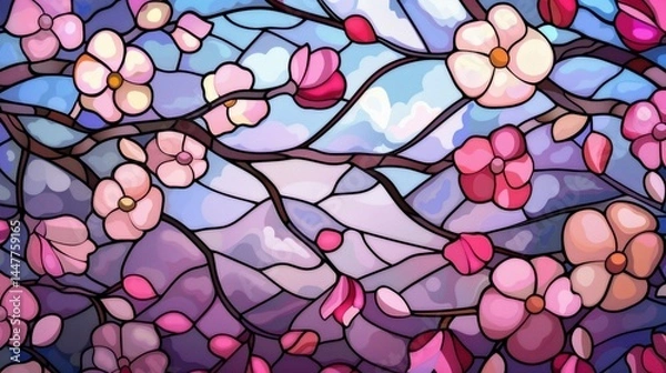 Fototapeta Pattern Nature Petals Stained glass Spring