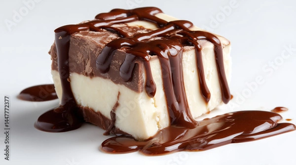 Fototapeta Decadent Fudge: A Chunk with Dripping Chocolate Sauce
