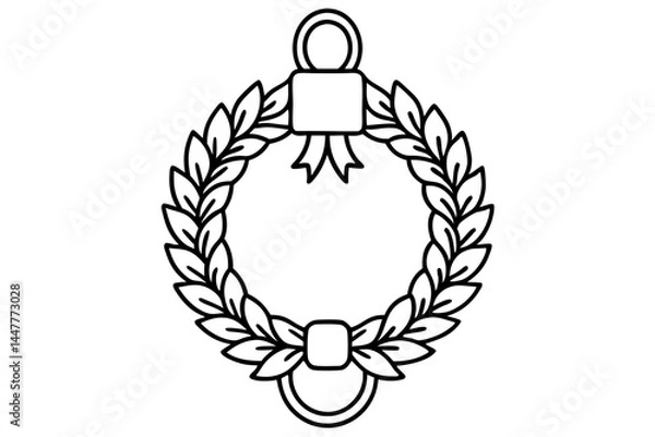 Obraz Classic Wreath and Knocker Linework Art