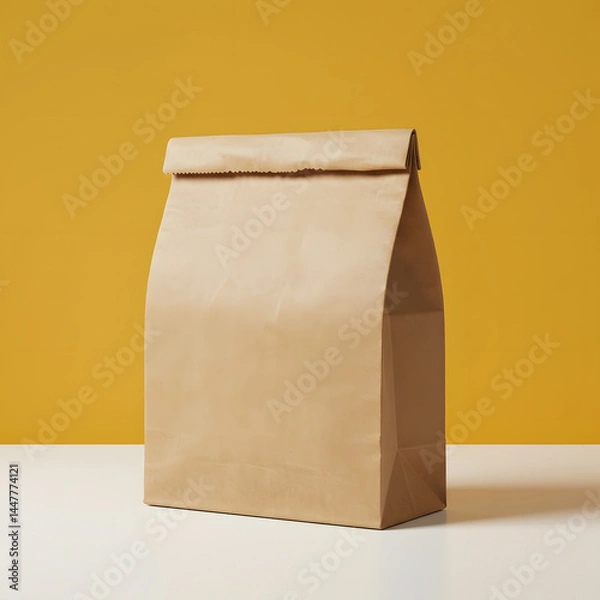Fototapeta Kraft Paper Food Bag Mockup Simple, Elegant Packaging for Restaurants and Businesses
