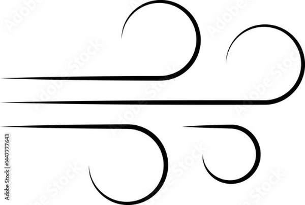 Fototapeta Wind stroke outline icon isolated on transparent background flat vector illustration. Air sign icon. Pixel perfect. Wind icon set. Blowing wind outline icons.