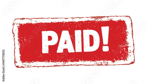 Fototapeta Paid Stamp, Red Grunge Payment Mark, Transaction Confirmation, Paid Status Notification