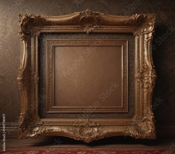 Obraz Intricately carved frames against rich damask fabric,  elegant,  illustration