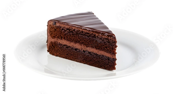 Fototapeta Delicious Chocolate Cake Slice Image on transparent background