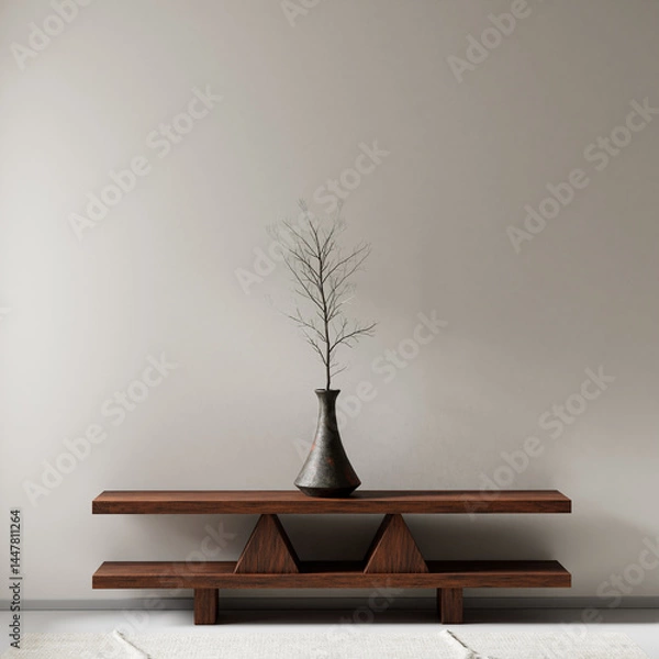 Obraz living room interior mock up with modern furnitures. Empty wall mock up in modern interior design. 3D illustration