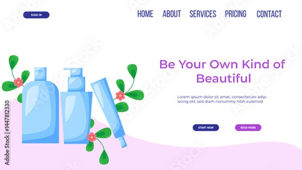 Fototapeta Web page design template for beauty, spa, wellness, natural products, cosmetics, body care.