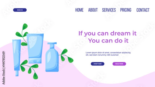 Fototapeta Web page design template for beauty, spa, wellness, natural products, cosmetics, body care.