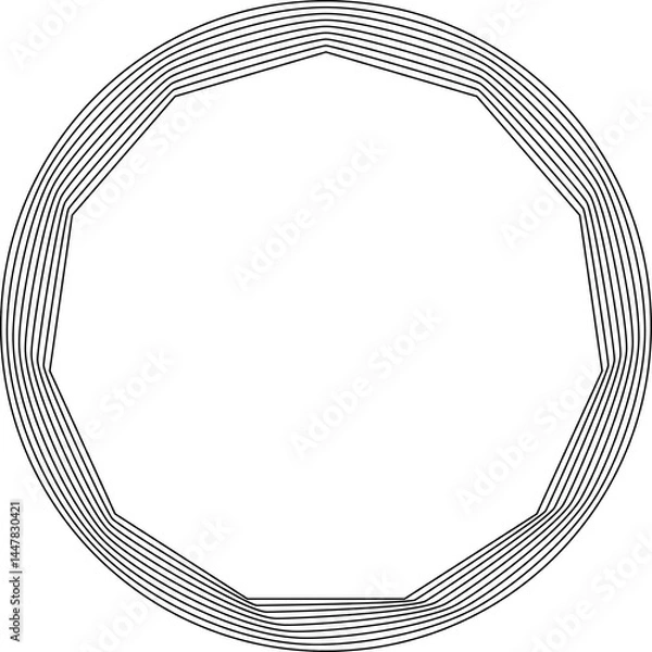 Fototapeta Circle frame line blend to polygon. Modern graphic design element