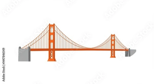 Fototapeta Minimalist vector graphic of a San Francisco bridge on a pristine white backdrop