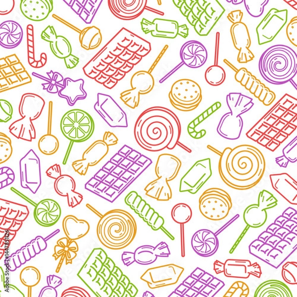 Obraz Candies background, pattern set. Collection icons candies. Vector