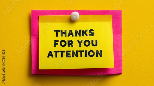 Fototapeta Thank you for your attention message on sticky note representing let’s wrap up expression used to summarize and conclude meetings conversations or tasks