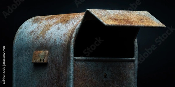 Fototapeta Rusty Metal Mailbox with Open Lid