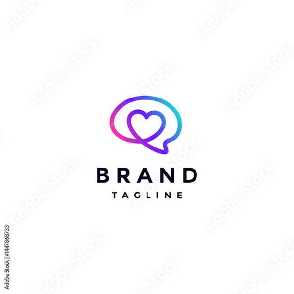 Obraz Heart Symbol Inside Brain Icon Logo Design. Brain And Heart Feeling In One Continuous Line Logo Design.