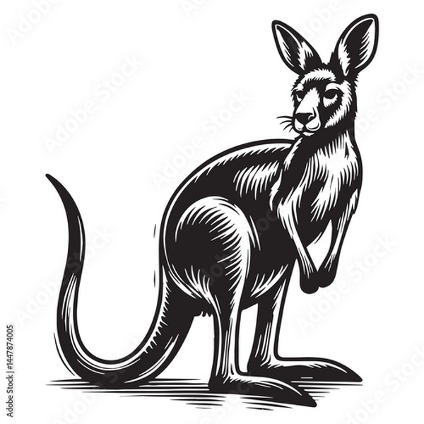 Fototapeta Bold kangaroo silhouette vector ideal for dynamic branding presentations – kangaroo silhouette – kangaroo vector – kangaroo illustration – silhouette of kangaroo

