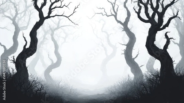 Obraz misty forest with halloween