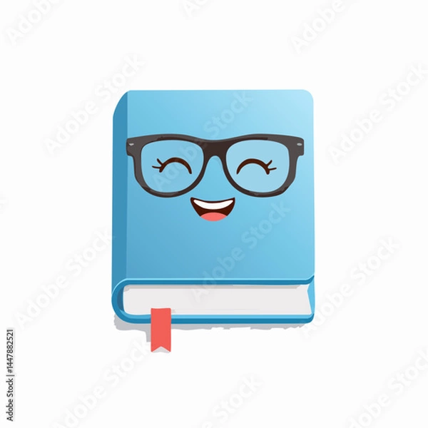 Fototapeta smiling book with glasses, minimal design