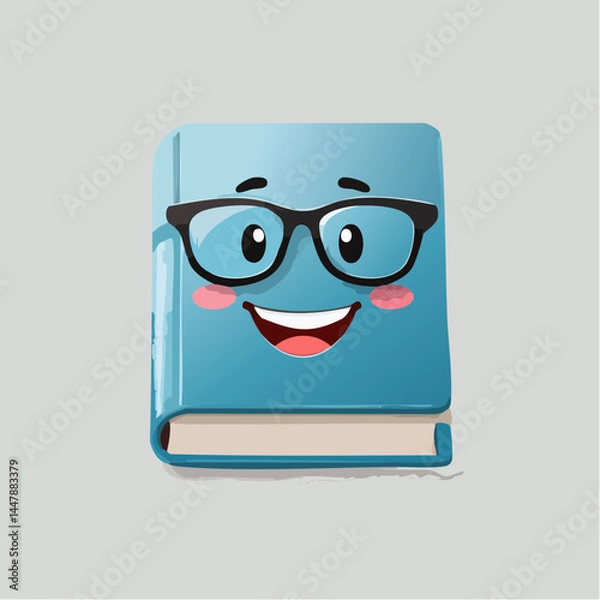 Fototapeta smiling book with glasses, minimal design