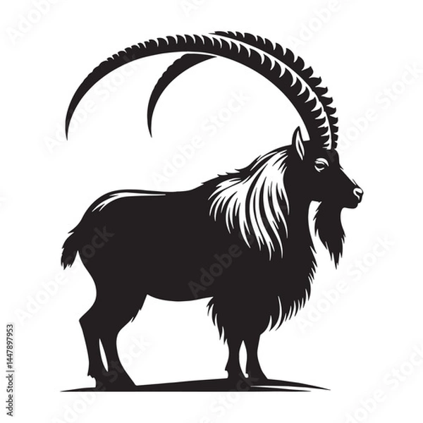 Fototapeta Sharp-edged ibex silhouette vector perfect for modern design projects – ibex silhouette – ibex vector – ibex illustration – silhouette of ibex

