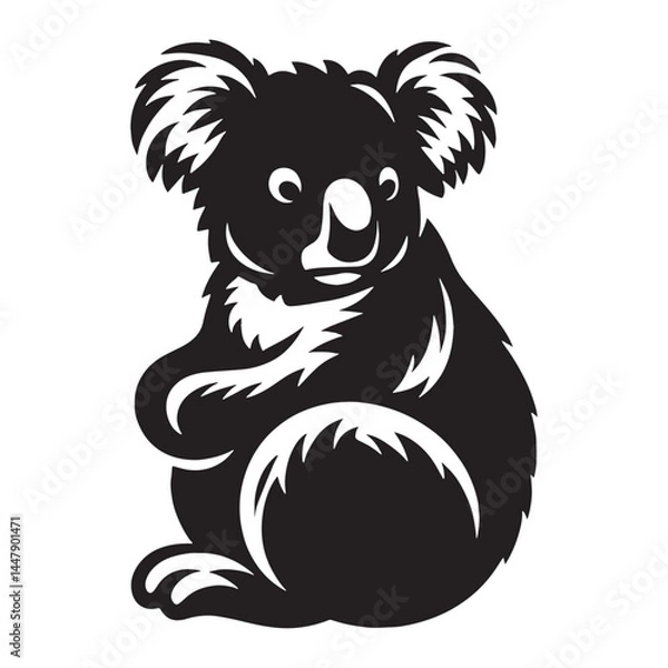 Fototapeta Simple koala silhouette vector for clean and clear brand visuals – koala silhouette – koala vector – koala illustration – silhouette of koala

