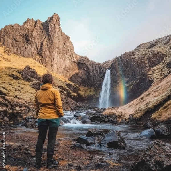 Obraz Skogafoss rainbow under Iceland sun