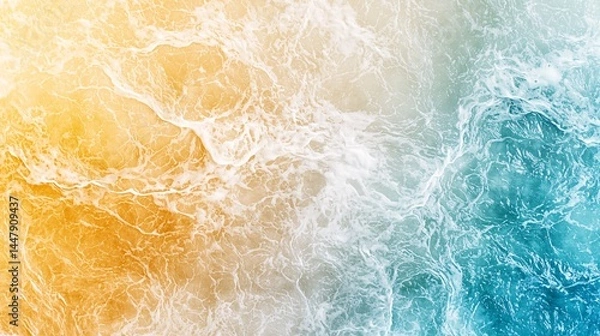 Obraz Abstract ocean surface with foamy wave texture and golden to teal gradient
