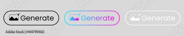 Obraz generate button and icon set for the ui design , button, ai, generate image, generate picture, modern design