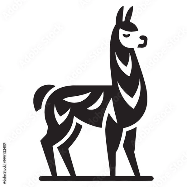 Fototapeta Distinct llama silhouette vector created for high-impact artwork – llama silhouette – llama vector – llama illustration – silhouette of llama

