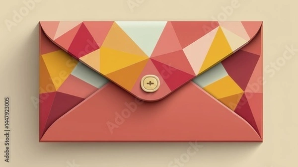 Fototapeta Pink geometric envelope with classic flap-4 - texture abstract pattern