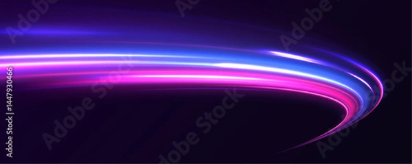 Fototapeta Luminous bright background. High speed effect motion blur night lights blue and red. Abstract neon light rays background.	