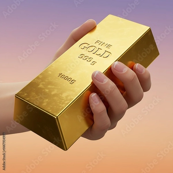 Obraz Gold bar in hand