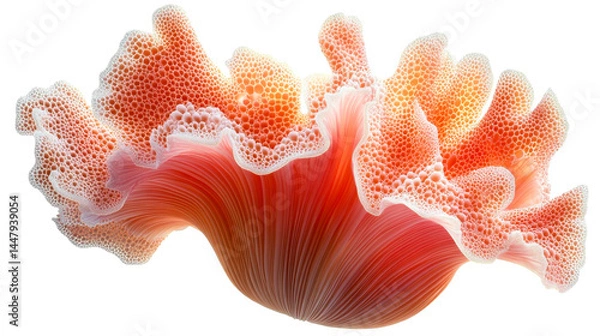 Fototapeta Underwater coral structure with cellular texture, orange hue. cut out transparent