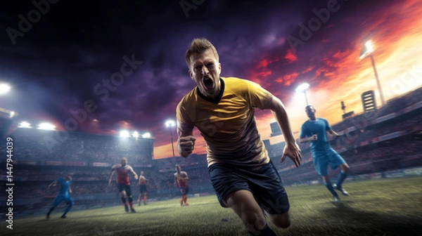 Fototapeta ゴールパフォーマンスをするサッカー選手