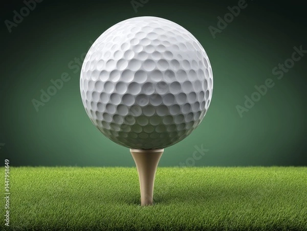 Fototapeta A golf ball rests on a tee, ready for a long drive Clean, sharp image suitable for diverse applications - spring championship golf nature recreation