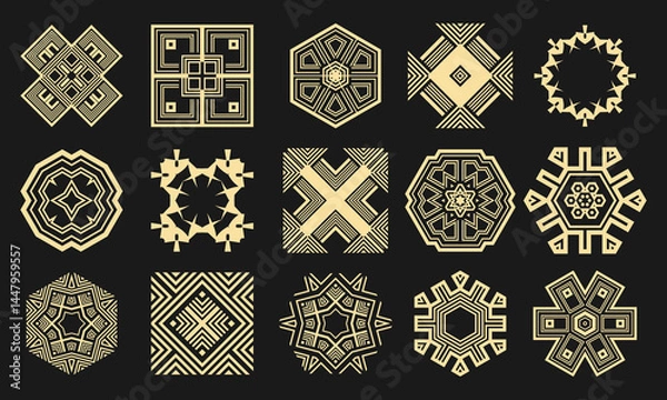Fototapeta Fifteen decorative elements, compositions for creating various design projects. Vector set